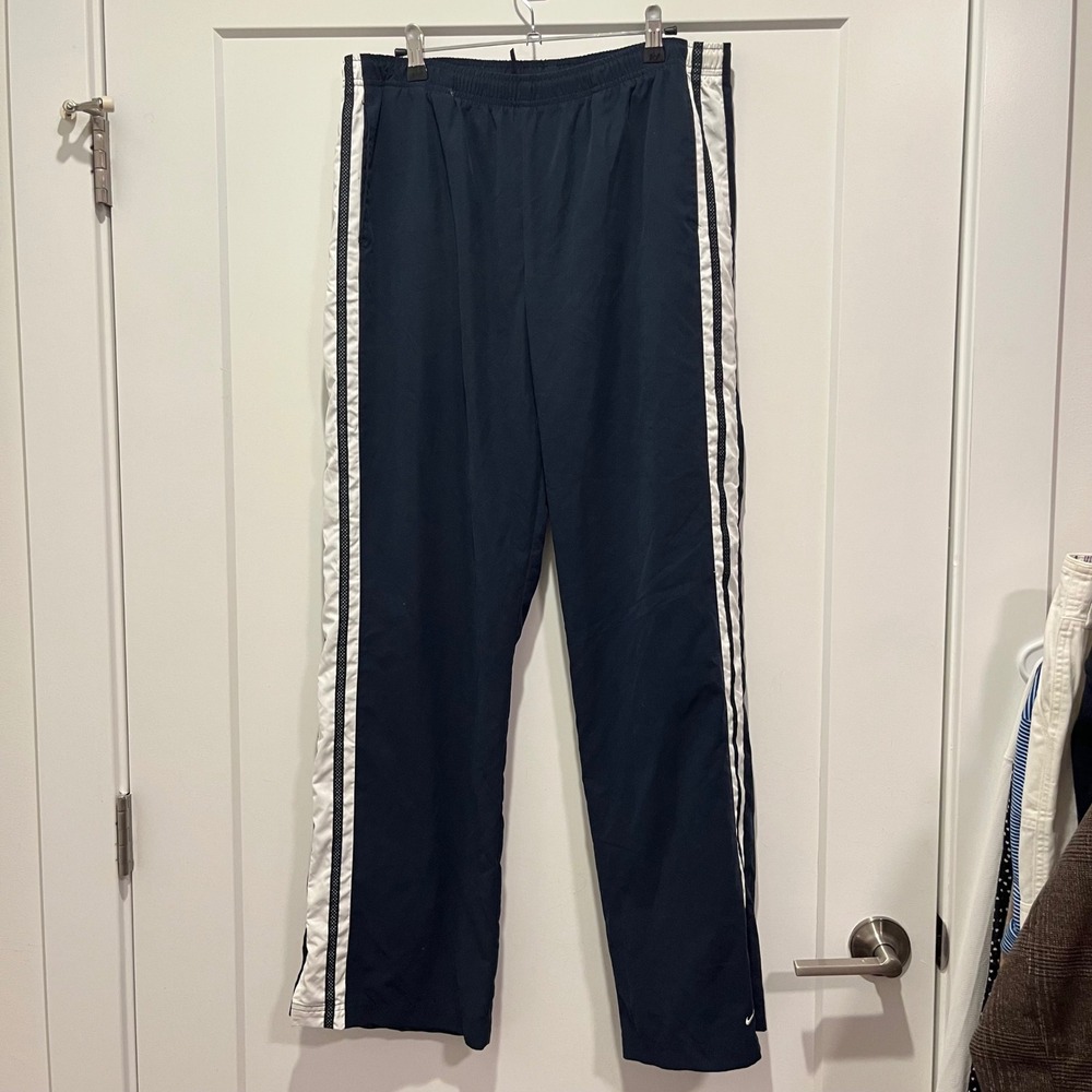 Nike Boys Navy Blue White Side‎ Stripe Track Pants Mesh Inset Size Large 12-14